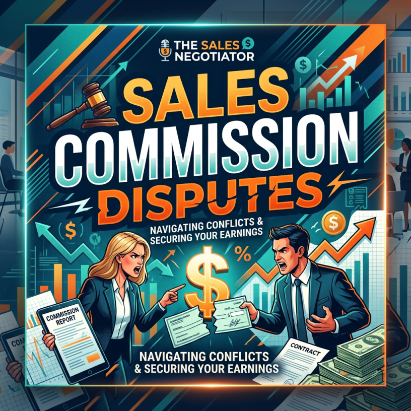 Two businesspeople confronting over sales commission disputes and financial documents
